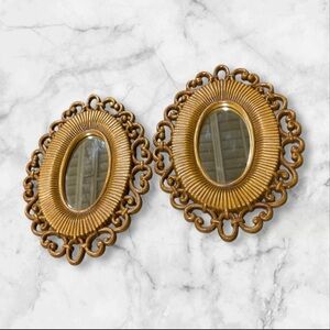 Wooden plasticc mirrors  9.5 inches in length, 7’ width